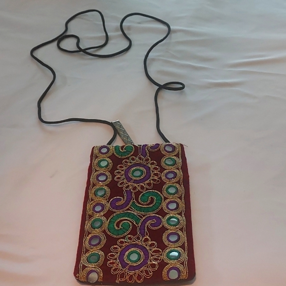 embroidered wallet purse crossbody boho festival floral style - Picture 6 of 12